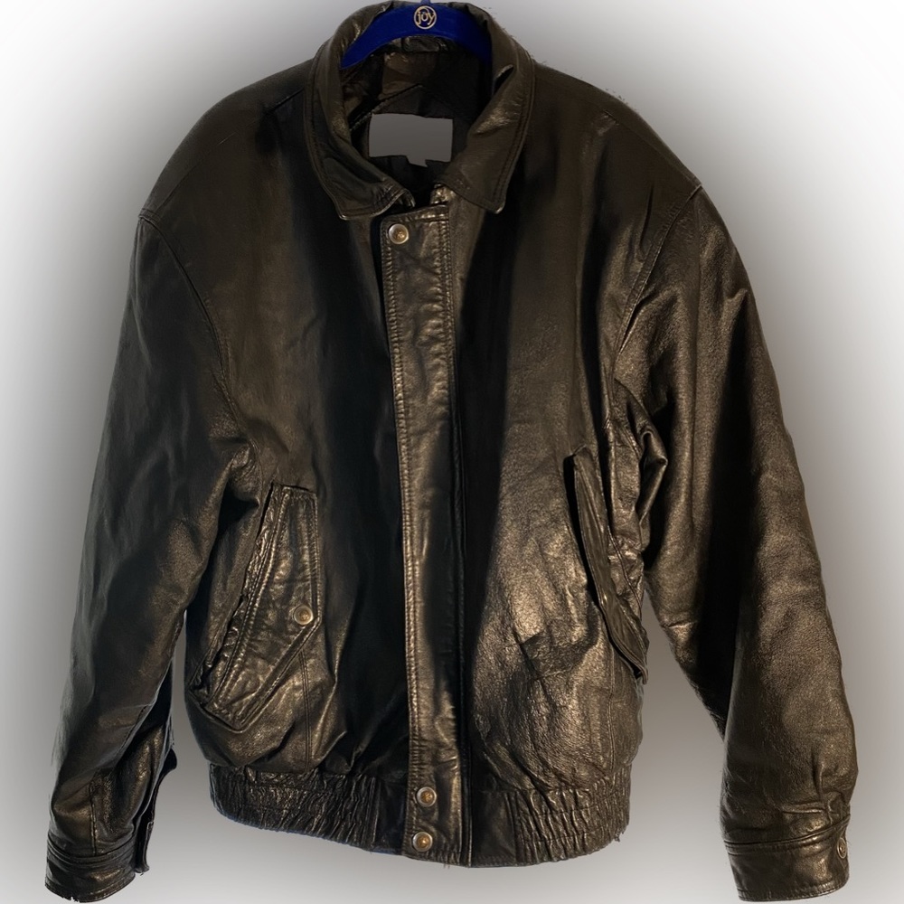 Ash Creek Trading Black Leather Jacket Heavy Duty Outdoor Coat Size Large - Picture 10 of 10
